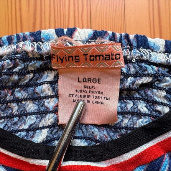 Flying Tomato Blue & White Geometric Jumpsuit - Size Large - Picture 10 of 12